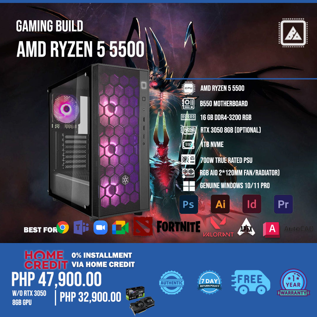 AMD RYZEN 5 5500 Gaming Build 2023 AMD RYZEN 5 5500 Gaming Build 2023